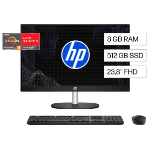 HP 24-cr0233la - AMD Ryzen 3, 8GB, 512GB SSD, Pantalla 23.8" FHD, Windows 11 Home